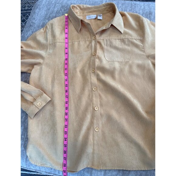 Studio Works Butter Yellow Button-Up Shirt Size XL Soft Suede-Like Fabric - Picture 7 of 7